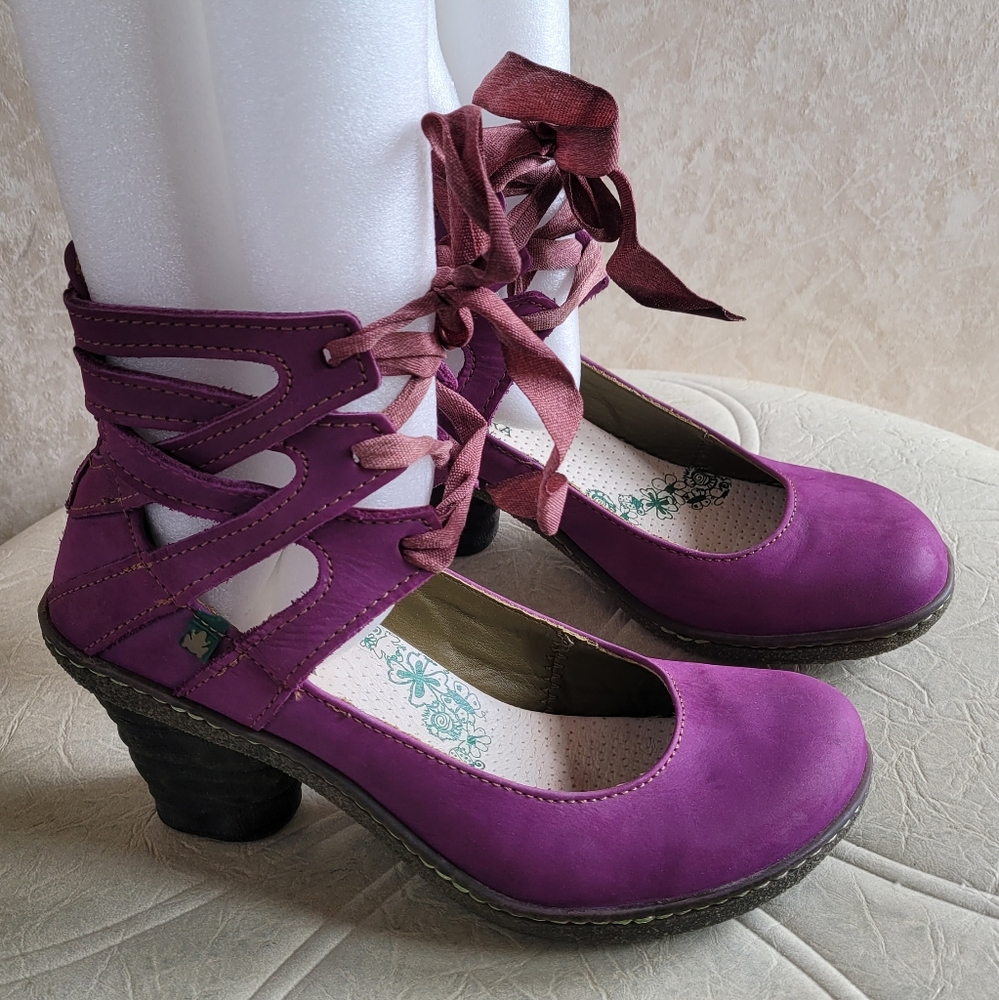 El Naturalista Purple Women's Shoes with Lace-Up Design 39